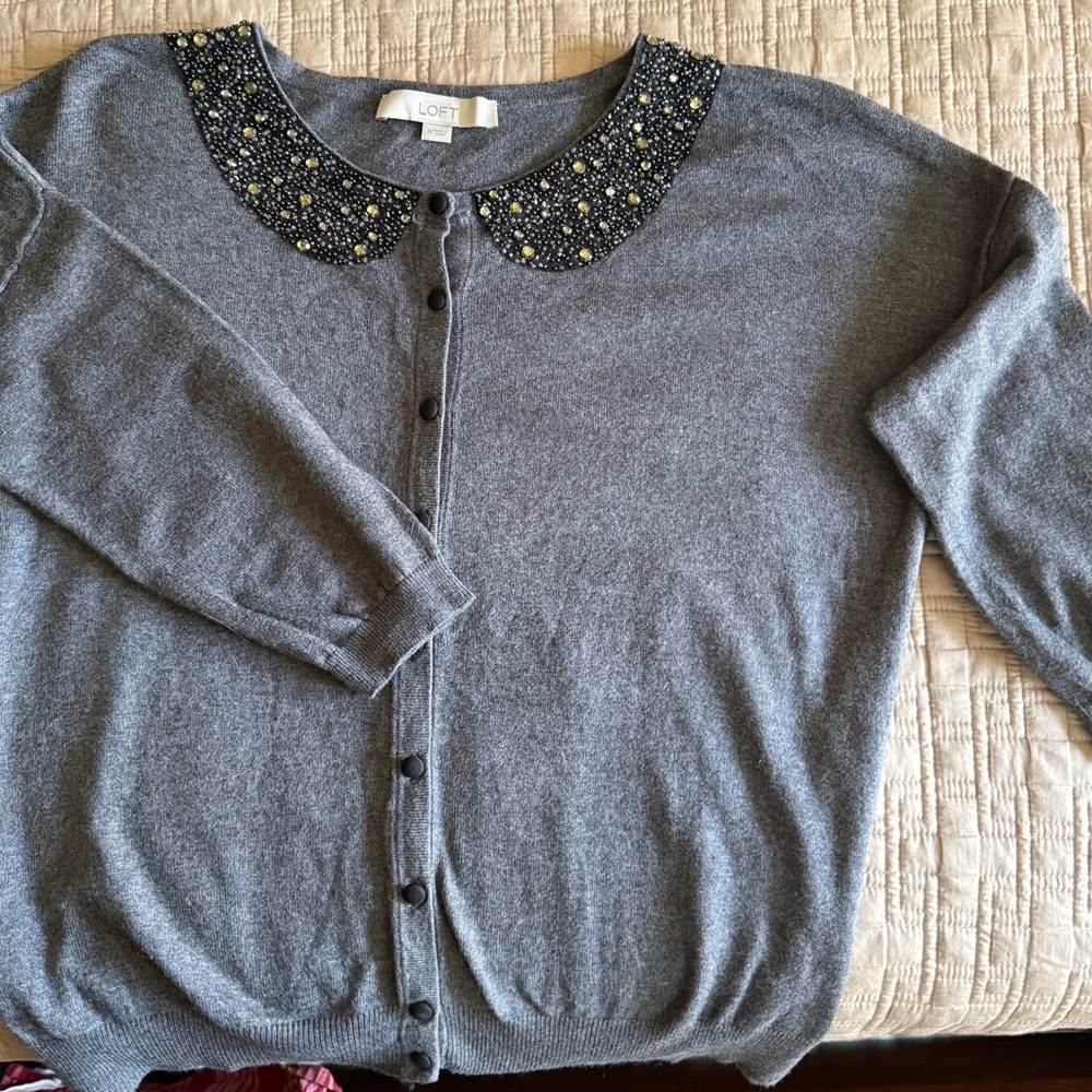 Soo Pretty jeweled Collar Sweater